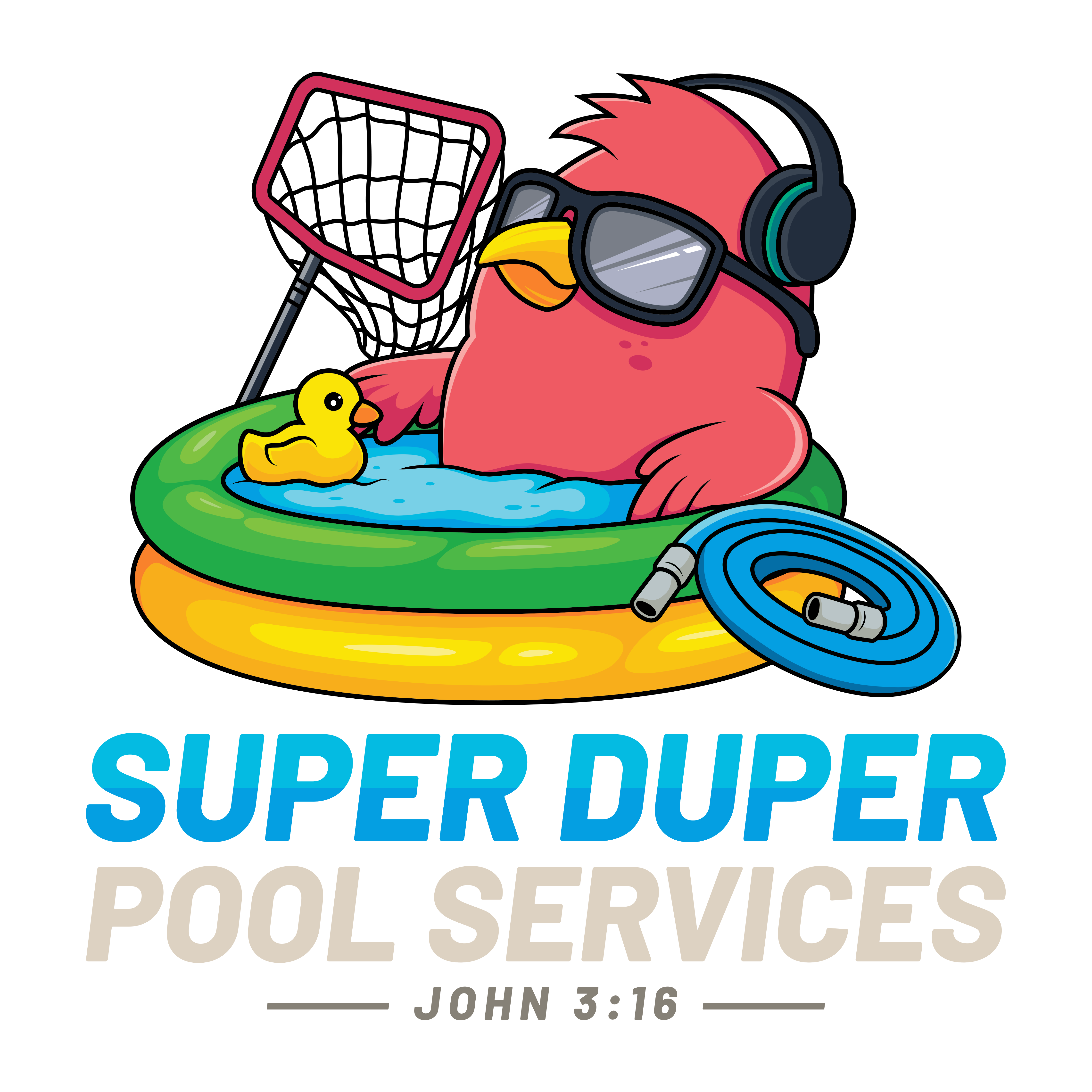 We are Super Duper Pool Services. Cartoon Image by Ralf Designs